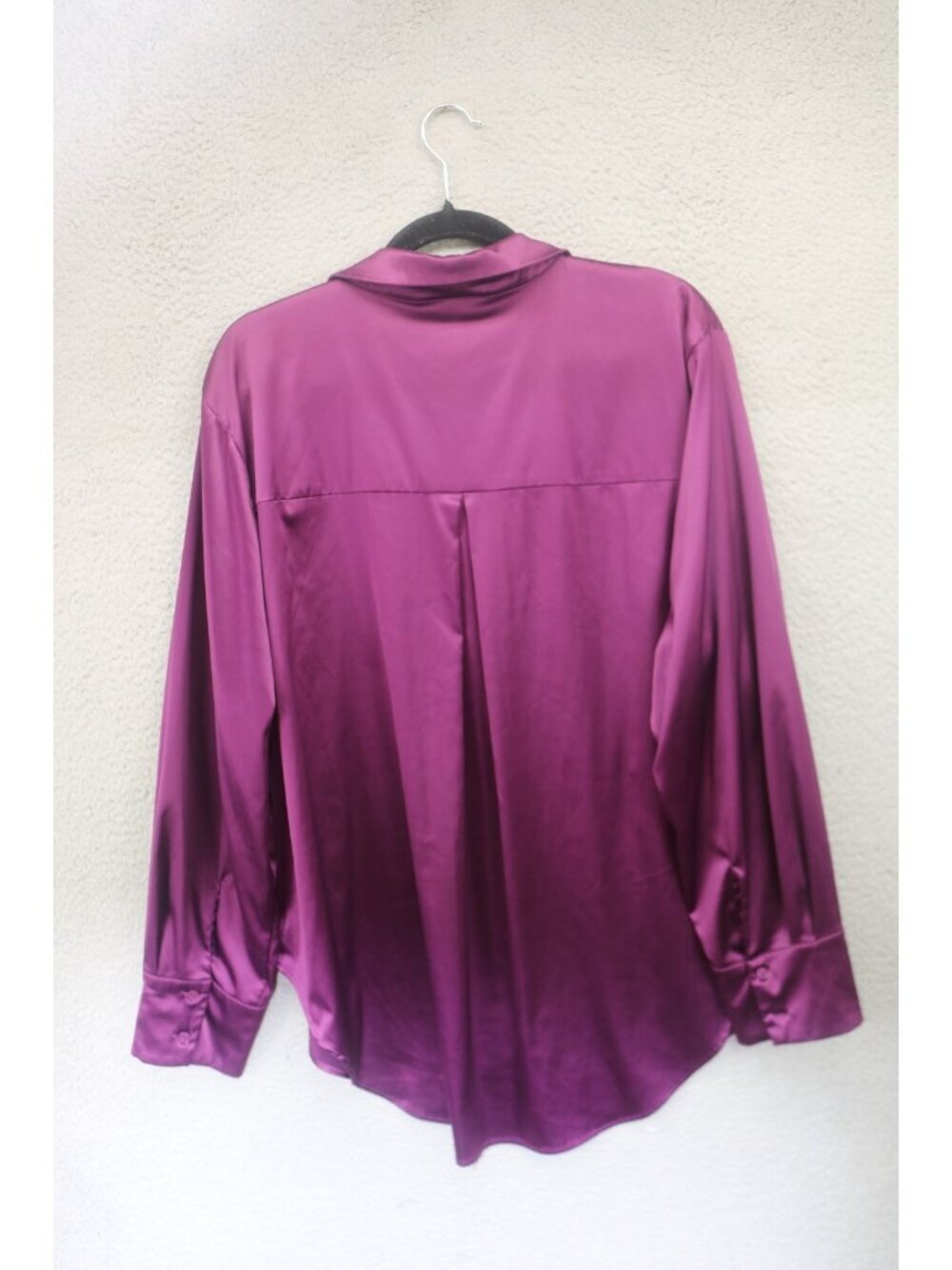 Lane Bryant Button Up Long Sleeve Purple Satin Blouse-Size 22-Whimsigoth - Picture 9 of 12